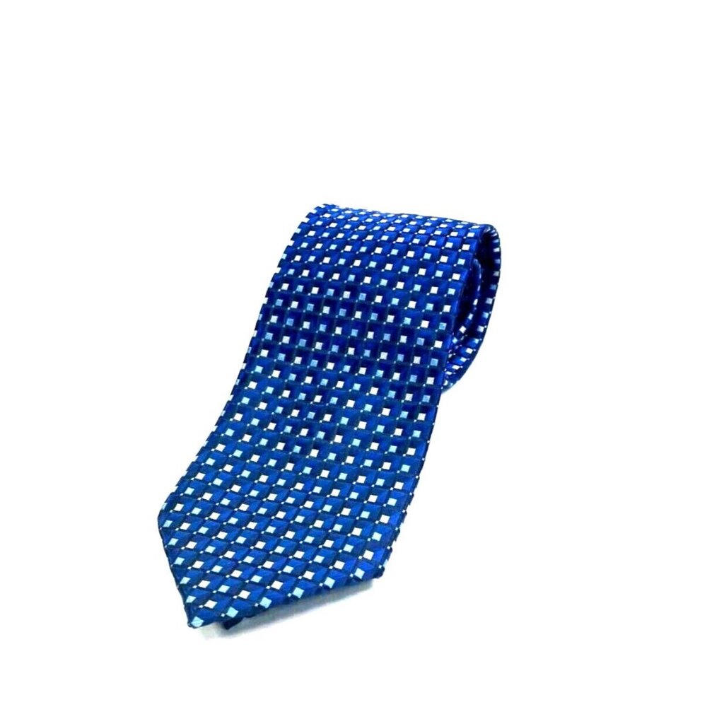 Vincenzo Mens Tie Necktie Blue/white Polka Dot Geometric Tie  017